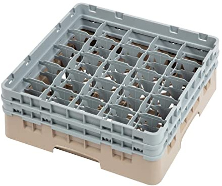 Voetglazenkorf m/2 opzetstukken 500x500 H 184mm max 133mm 25 comp. Cambro 25S434-184 Beige