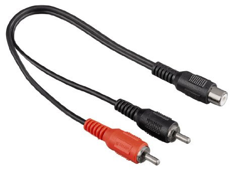 Hama 00122373 Subwoofer-Adapter (2X Cinch-Stecker auf Cinch-Kupplung) schwarz