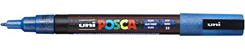 uni-ball Posca 186588 - Marqueur Pointe Fine PC - 3M, 0,9-1,3 mm, Bleu Foncé Pailleté