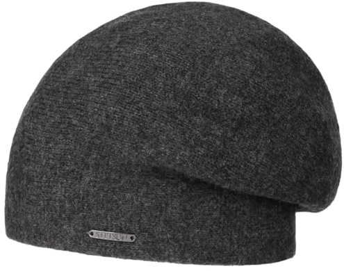 Stetson Shirley Kaschmir Strickmütze - Unifarbene Mütze aus Kaschmirwolle - Oversize-Baske für Damen und Herren - Luxuriöse Wintermütze - Herbst/Winter anthrazit One Size