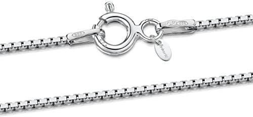 Amberta Männer und Frauen Halskette Kette aus 925 Sterlingsilber: 1 mm Venezianierkette - 55 cm