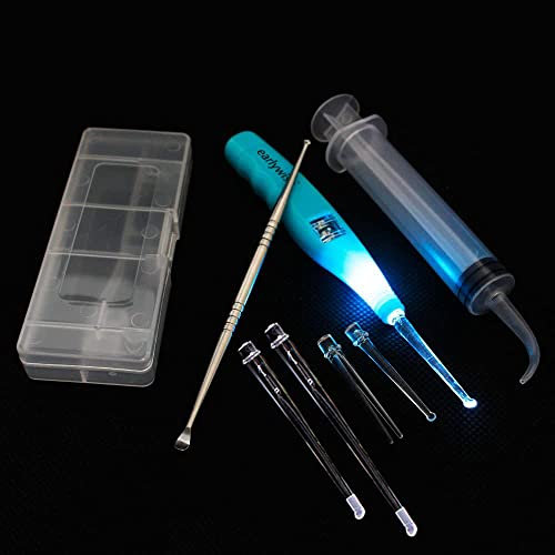 Maniglia antisdrucciolevole a LED per la rimozione della pietra tonsilina Earlywish + Irrigazione Siringa + Strumento Premium (Blu)