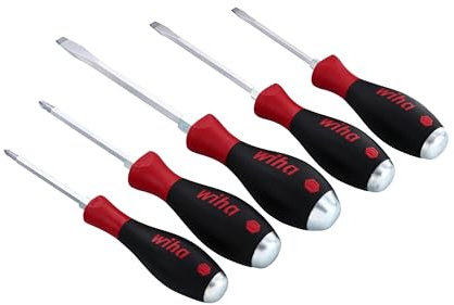 Wiha 53090 Screwdriver Set, Slotted and Phillips, Extra Heavy Duty, 5 Piece