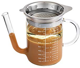 HIC Kitchen Roasting Fat Separator Gravy Strainer, Borosilicate Glass, 32-Ounces, For Stress-Free Holiday Meal Prep and Serving
