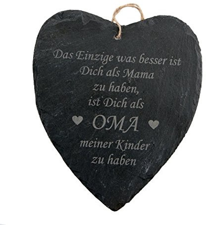 Geschenke-Fabrik Schiefer Herz mit Spruch/Gravur für Oma - Geschenk/Schieferherz für Oma