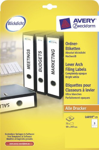 AVERY Zweckform Ordnerr¸cken-Etiketten, 59 x 297 mm, wei VE = 1