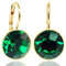 NOBEL SCHMUCK Ohrringe Gold Grün mit Markenkristallen 925 Sterling - schlicht modern