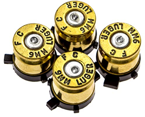 The Gaming Shop PS4 Bullet Buttons Gold - Silber aus mit echten Einmal gebrannt 9 mm Bullet Gehäuse – für PS4 PS3 und PS2-Controller