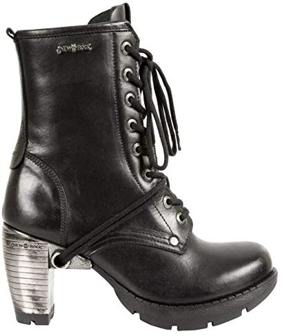 New Rock Newrock TR001-S1 - Stivali da donna in pelle, stile gotico, punk, colore: nero, Nero , 40 EU