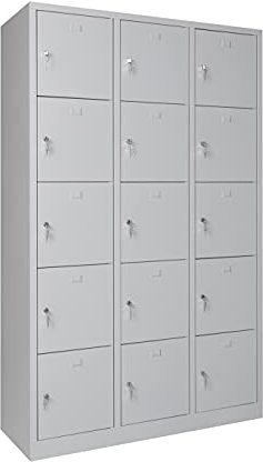 furni24 Schließfachschrank Schließfach Wertfachschrank Personalschrank Wertfach Spind 190 cm x 120 cm x 45 cm grau RAL 7035 **fertig montiert** Verschiedene Ausführungen