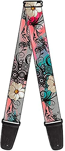 Gitarrengurt Blumen Filigree Pink 5,1 cm breit
