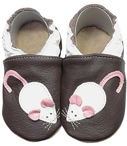 HOBEA-Germany Krabbelschuhe für Jungs und Mädchen in verschiedenen Designs, Schuhgröße:16/17 (0-6 Monate), Modell Schuhe:Maus