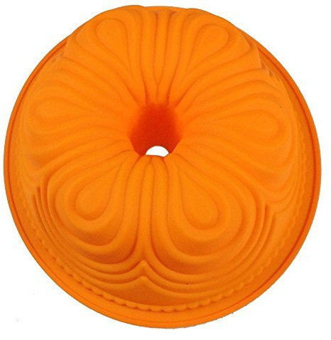 GMMH Original Silikonbackform Blume Design 3 Kugelhupf Backform Kuchenform Brotbackform Obstbodenform (orange)