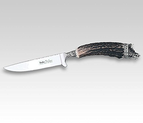 Linder Trachtenmesser Zierrücken, rfr.pol, Hirschhorn,Saukopf gr.S03 10 cm