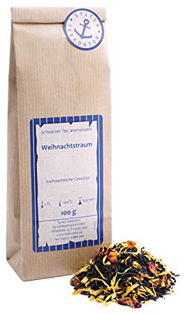 Schwarzer Tee lose Weihnachtstraum Ringelblumen, Apfel, Orangen, Mandeln, Rosenblüten, Zimt Schwarztee weihnachtliche Gewürze 250g