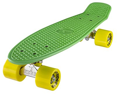 Ridge Skateboard 55 cm Mini Cruiser Retro Stil In M Rollen Komplett U Fertig Montiert Grün Gelb,