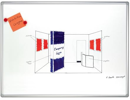 FRANKEN Whiteboard, Schreibtafel PRO, emailliert, magnetisch, beschreibbar, trocken abwischbar, mit Aluminiumrahmen, Magnettafel zur Wandbefestigung, Weiß, 90 x 60 cm, SC8202