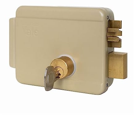Yale Serratura elettrica da applicare con mandate per cancelli Y68080701 mano destra, acciaio verniciato, basso voltaggio, entrata 70 mm