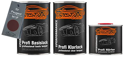 TRISTARcolor Autolack Set Dose spritzfertig für Peugeot M1JF Rouge Alhambra Nacre Metallic Basislack + 2K Klarlack 2,5L