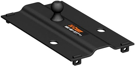 CURT 16055 Bent Plate 5th Wheel to Gooseneck Adapter Hitch, Fits Industry-Standard Rails, 25,000 lbs, 2-5/16-Inch Ball, Carbide Black Powder Coat