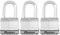 Master Lock M5EURTRILF Candado Seguridad Llaves Acero Laminado Exterior, Arco Medium, Adecuado para Portales, Garages, Sótanos, 50 mm, Set de 3 Piezas