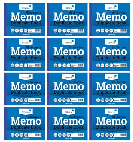 Silvine 4x5 Carbonless Duplicate Memo Book - Numbered 1-100 with Index Sheet [Pack of 12]
