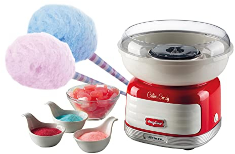 Ariete 2973 Retro Style Candy Floss Maker Machine, Suitable for Sugar or Candy, Easy, Plastic Cones & Measuring Spoon Included