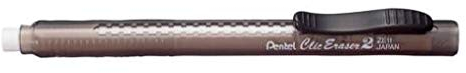 Pentel ZE11T-A ClicEraser 2 Radierstift, nachfüllbar mit ZER-2, Gehäuse semi-transparent schwarz, 12 Stück