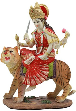 Göttin Durga auf Tiger sitzend Statue der INVINCIBLE Devi Shakti Unabhängigkeit