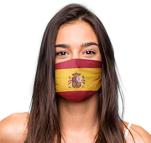 Mund Nasen Maske »Spanien« waschbar | Wiederverwendbare Gesichtsmaske | Community-Maske in Universalgröße | Alltagsmaske handgefertigt in der EU | in unterschiedlichen Farben, Designs und Motiven