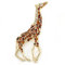 Plaqué or émaillé Marron clair, cristal – Broche Girafe – 75 mm L
