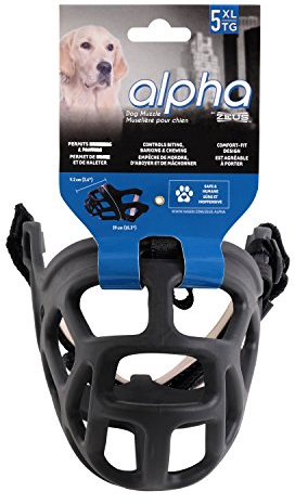 ZEUS Alpha TPR-Maulkorb für extra große Hunde, Größe XL, Comfort Fit Design verhindert Beißen, Bellen und Kauen, Schwarz