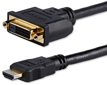 StarTech.com Adaptateur HDMI vers DVI, Câble Displayport, Convertisseur Mobile avec Connecteur HDMI Mâle et Connecteur DVI Femelle, Câble de Connexion au Format Dongle, Câble de 20cm (HDDVIMF8IN)