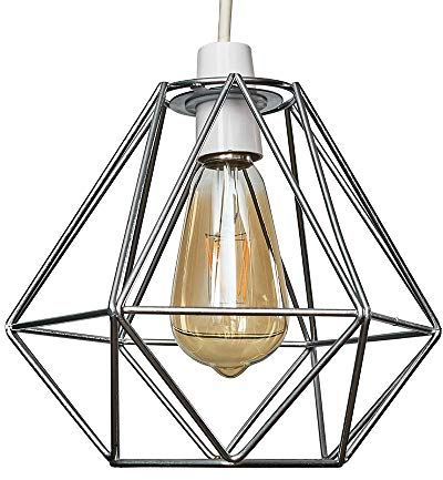 MiniSun | Retro Style Chrome Basket Ceiling Light Shade | Pendant Lights, Home Décor & Improvement Essential | 235cm Shade Width