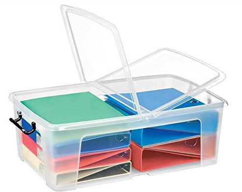 Strata 35 Litre Smart Storemaster Plastic Storage Bi-Lid Folding Lid Carry Handle & Wheeled x 2