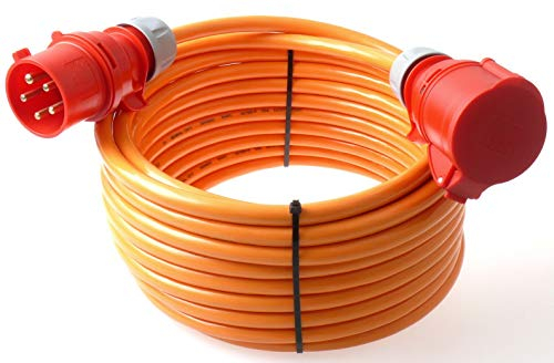 netbote24 maxgo CEE-Starkstromkabel Kraftstromkabel Verlängerungskabel 400V 32A 15m 5P 6h Verlängerung Polyurethanleitung Pur Kabel H07BQ-F 5X4mm² IP44 Außenbereich