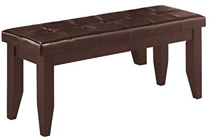 Coaster Home Furnishings - Dalila - 47-Inch Upholstered Wood Dining Bench - Tufted Leatherette Seat, Sturdy Legs - Dining Room, Kitchen - Cappuccino & Black - 102723
