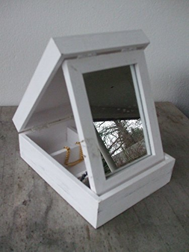 Deko-Impression Charmante Schmuckbox, Schmuckkästchen, Spiegel, Holz, Weiss