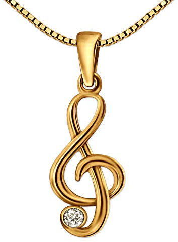 CLEVER SCHMUCK -SET or petit pendentif clé de soleil 333 avec zircone et or chaîne vénitienne 42 cm, Or, Zircone cubique