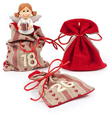 Adventskalender zum Befüllen Besinnliche Zeit 24 Stoffbeutel Geschenksäckchen Weihnachten, Weihnachtskalender DIY von pajoma