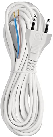 EMOS Euro-Zuleitung 5m, Netzkabel, Anschlusskabel, Verbindungskabel für Haushaltsgeräte mit Euro-Stecker, 2x 0,75 mm, H03VVH2-F Kunststoffkabel, Weiß