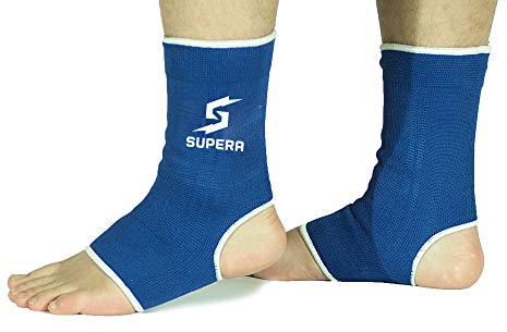 SUPERA Fußbandage - elastisch Fußgelenkbandage für MMA, Muay thai, Kickboxen 1 Paar – auch für andere Sportarten wie Handball Fußball Laufen - Stützbandage Knöchelbandage Sprunggelenkbandage