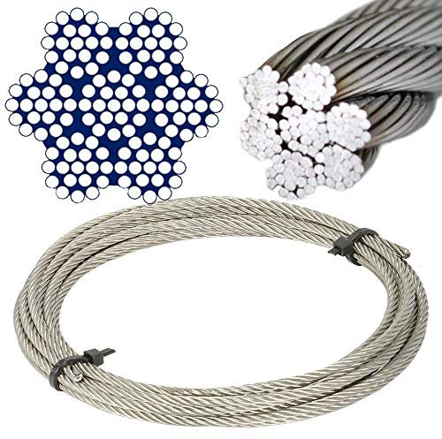 5 Meter Edelstahl - Drahtseil 7x19 weich D= 2 mm - Edelstahl A4 Edelstahlseil Stahlseil I BOOTSTEILE BRAUER®