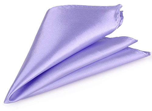 Trimming Shop Men’s Satin Pocket Square Handkerchief Suit Hanky for Wedding, Groom, Prom, Party Unisex Plain Formal Wear Fashion Pocket Square, Soft Satin Dress Hanky (23cm, Light Purple)