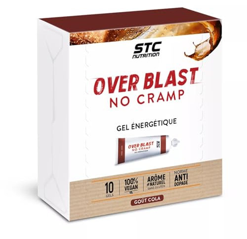 STC NUTRITION - Over Blast® No Cramp - Gel énergétique pour le sport - Nutrition sportive - Limite les sensation de lourdeurs dans les jambes - Texture liquide - 10 dosettes - Goût Cola