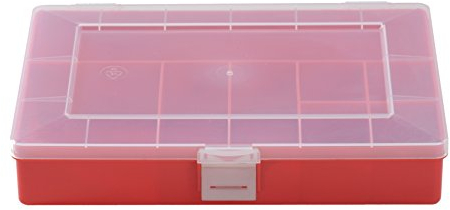 hünersdorff Sortimentskasten PP-Compact mit 8 Fächern | stabile Sortierbox für Schrauben und andere Kleinteile | feste Facheinteilung | 17 x 25 x 4,6 cm, rot, Matt