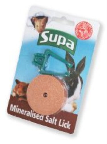 Supa Small Animal Mineral Lick with Holder - Salt & Mineral Source for Rabbits, Gerbils & Hamsters