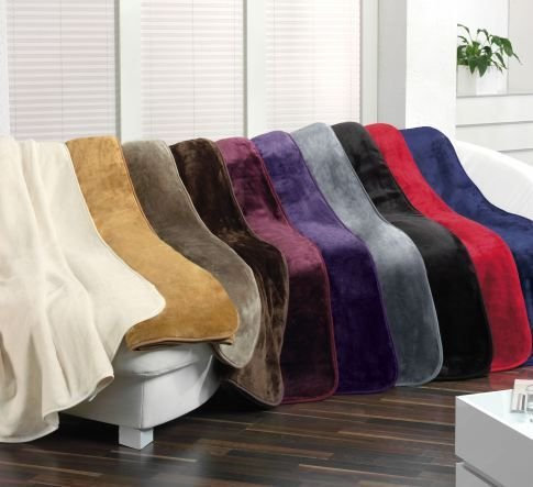 Mikrofaser-Wohndecke Cashmere-Feeling schwarz 130x170