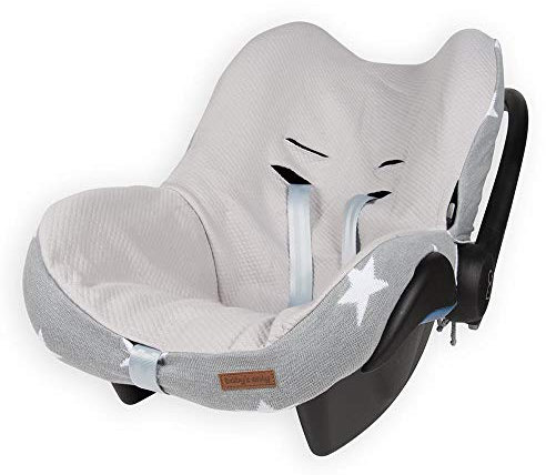 Baby's Only - Babyschalenbezug 0+ Star - Geeignet für Maxi-Cosi - Atmungsaktiv - Für Kindersitze mit 3- und 5-Punkt-Gurt - Gruppe 0 - Zopfmuster - Grau/Weiß