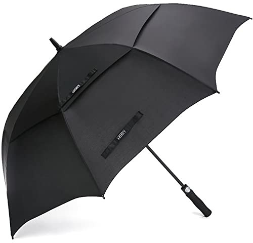G4Free 47/54/62/68/72 Inch Automatic Open Golf Umbrella Extra Large Oversize Double Canopy Vented Windproof Waterproof Stick Umbrellas (Black)